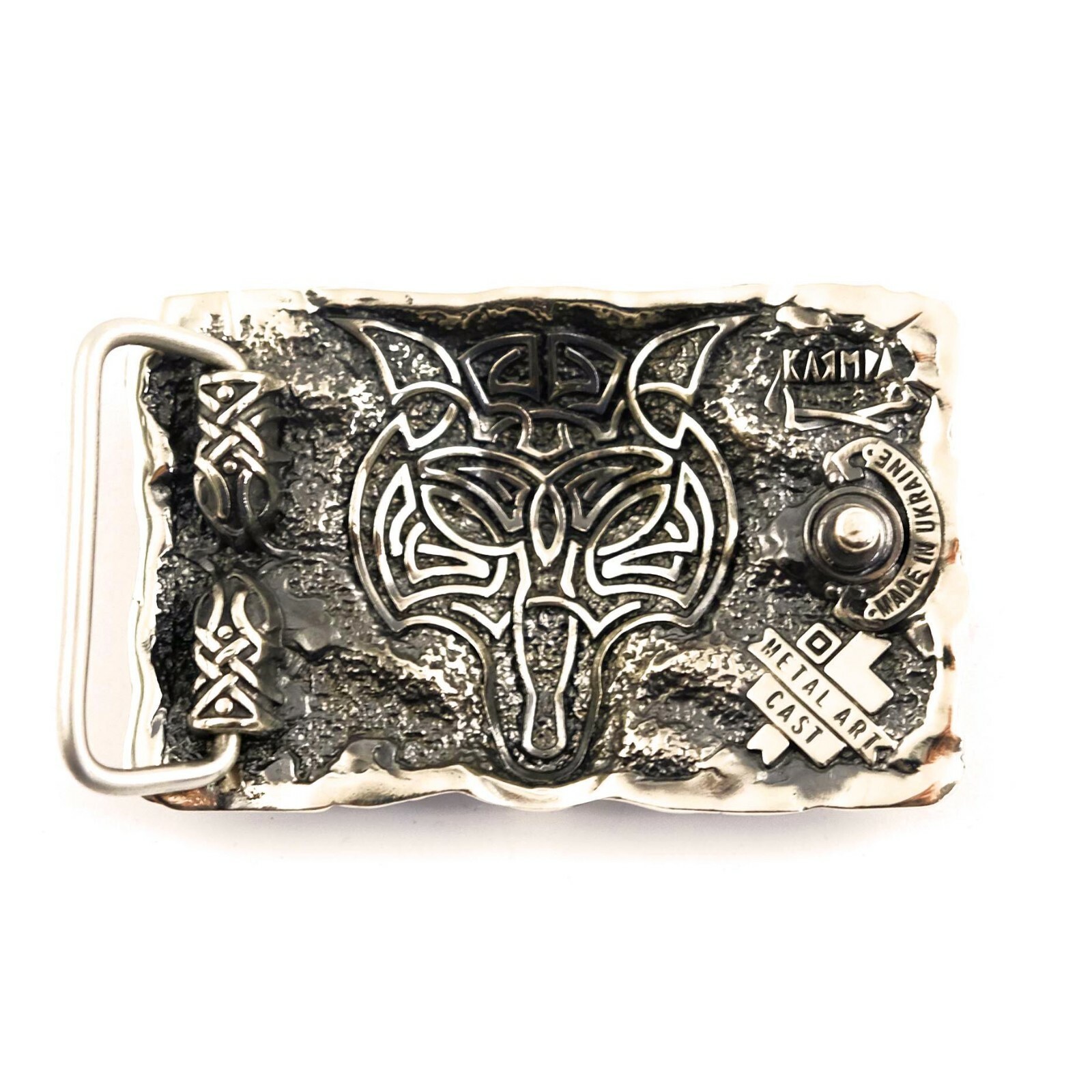 German silver belt buckle « Fenrir Wolf », Animal belt buckle; Werewolf buckle