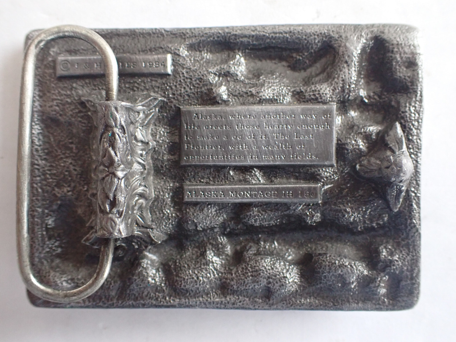 ALASKA MOOSE, EAGLE, IDITAROD DOG SLED TEAM, BUSH PLANE BELT BUCKLE