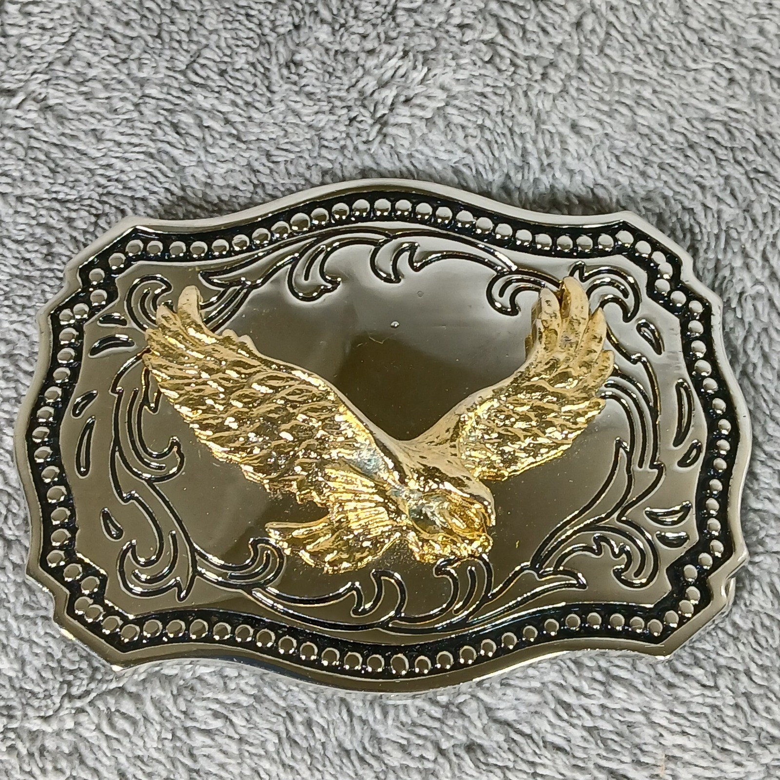 Vintage USA Eagle Belt Buckle Mens Gold Tone Eagle Western 90s Metal Cowboy