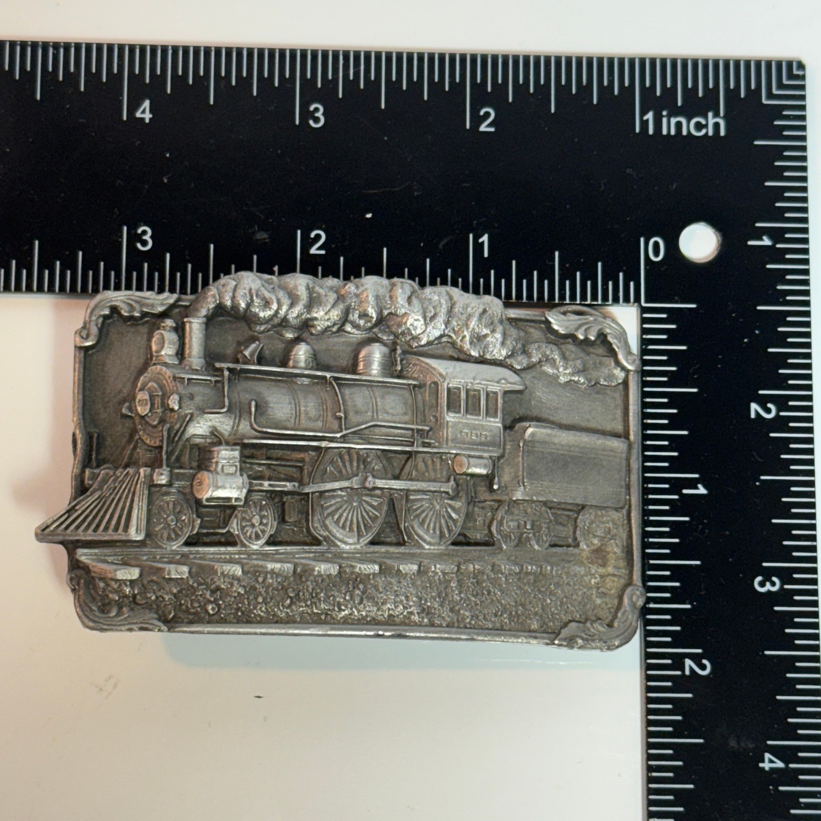 Vintage Western Train Buckle Metal American Railroad Steam Engine Sisskiyou 1986