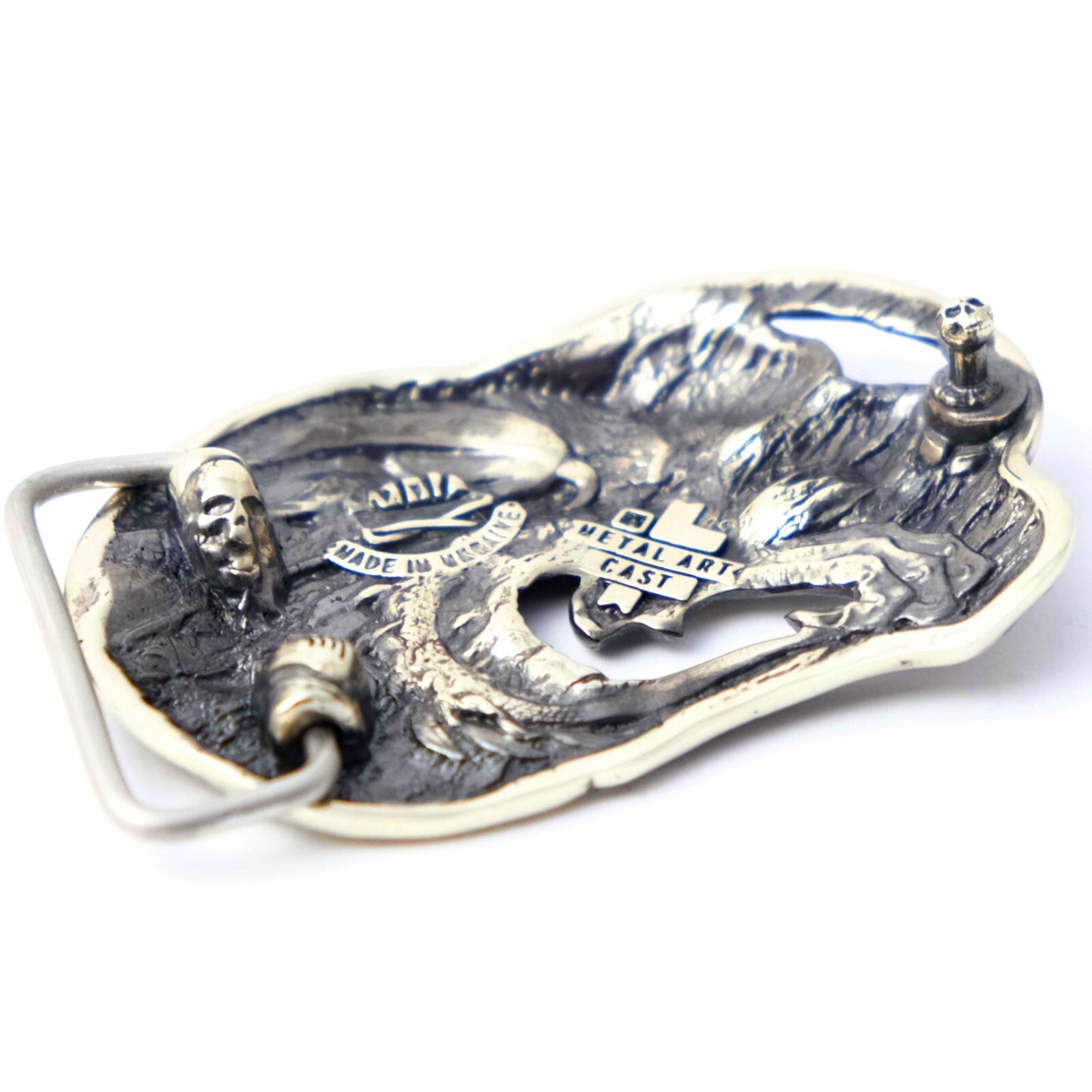 German silver belt buckle Jormungands Head, Scandinavian Dragon, Jörmungandr