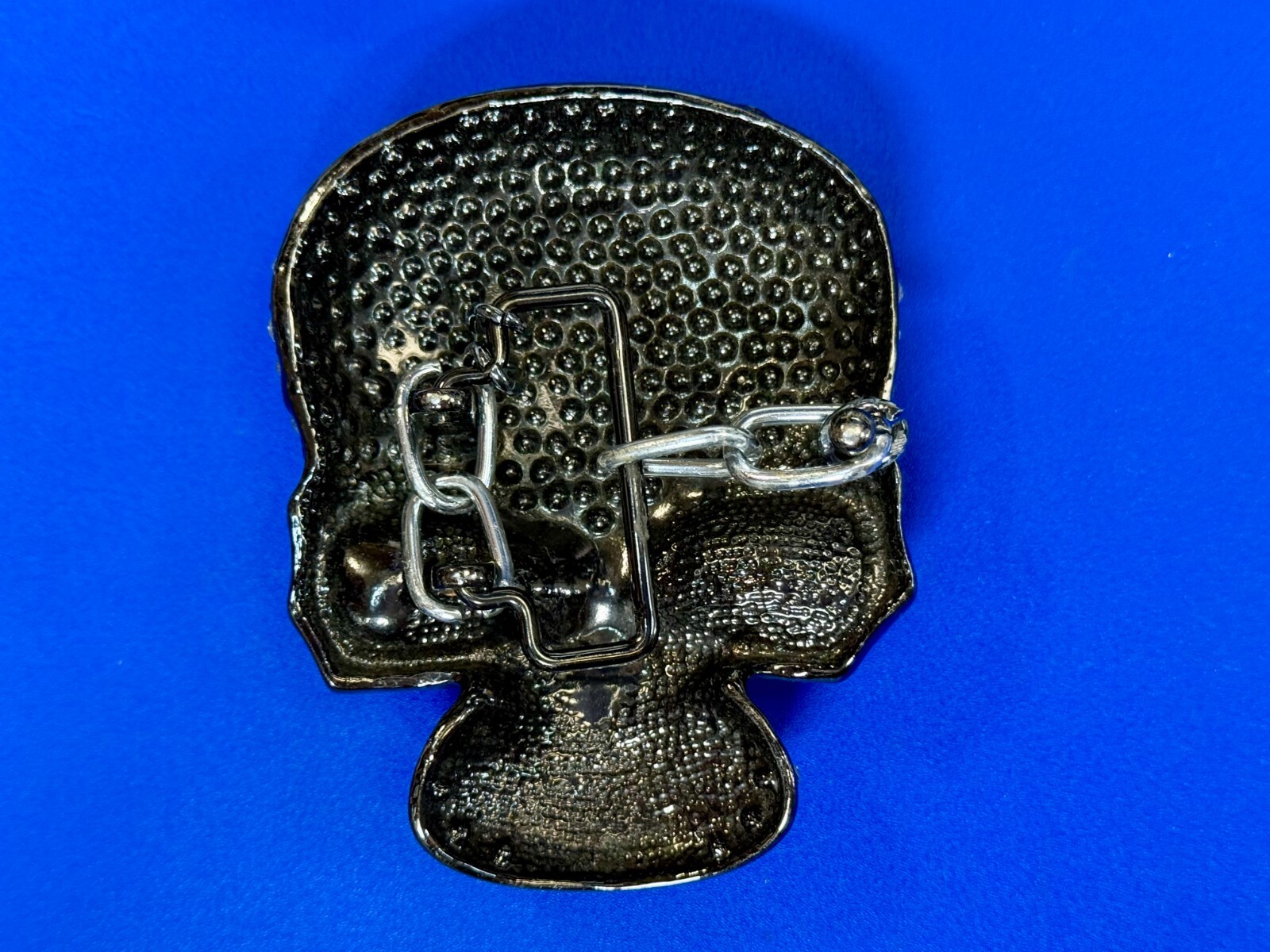 Skull Head Clear Bling Rhinestone Gothic Punk Figural Belt Buckle Missing Stone