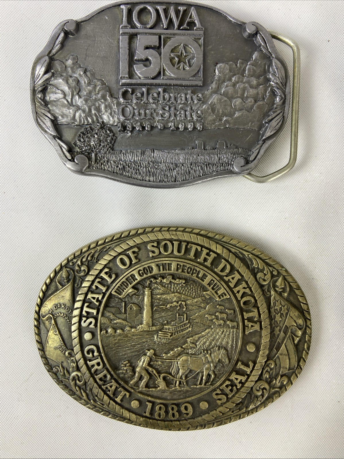 Mixed Lot of 6 pcs Belt Buckles South Dakota, Nebraska, Iowa, Kansas Etc.