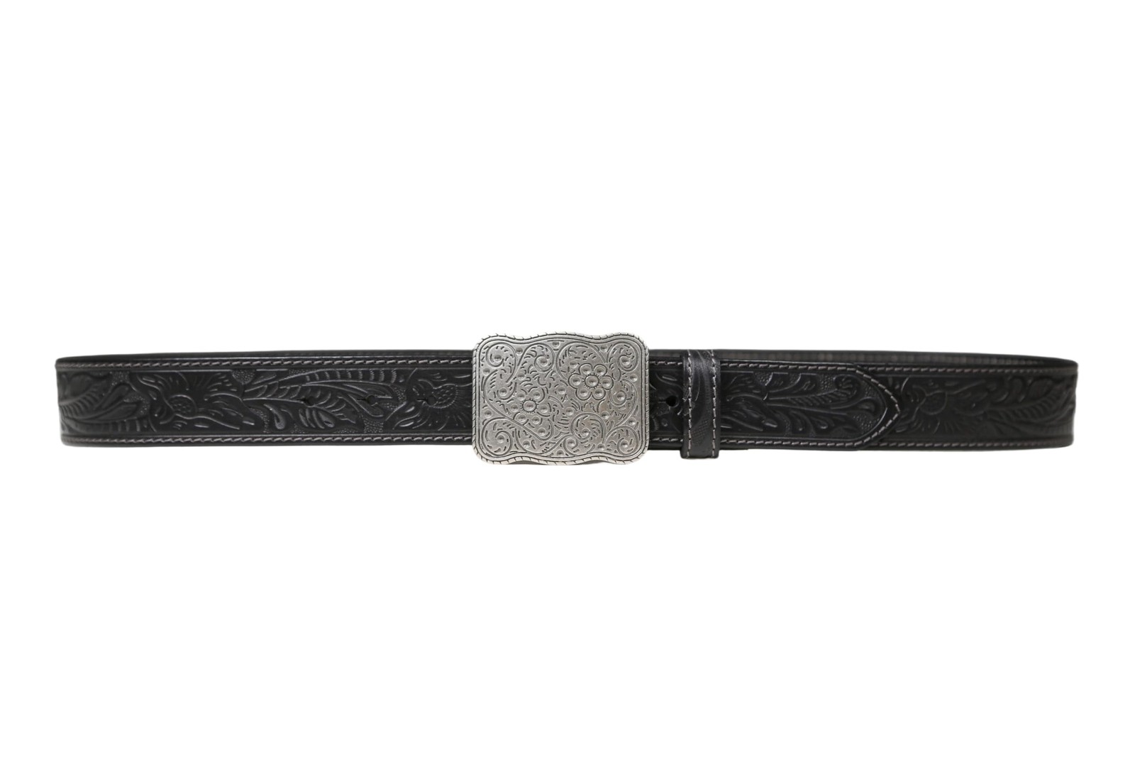 SILKSEA Men&rsquo;s Leather Belt Western Cowboy Large(40&Prime;-44&Prime;), Black