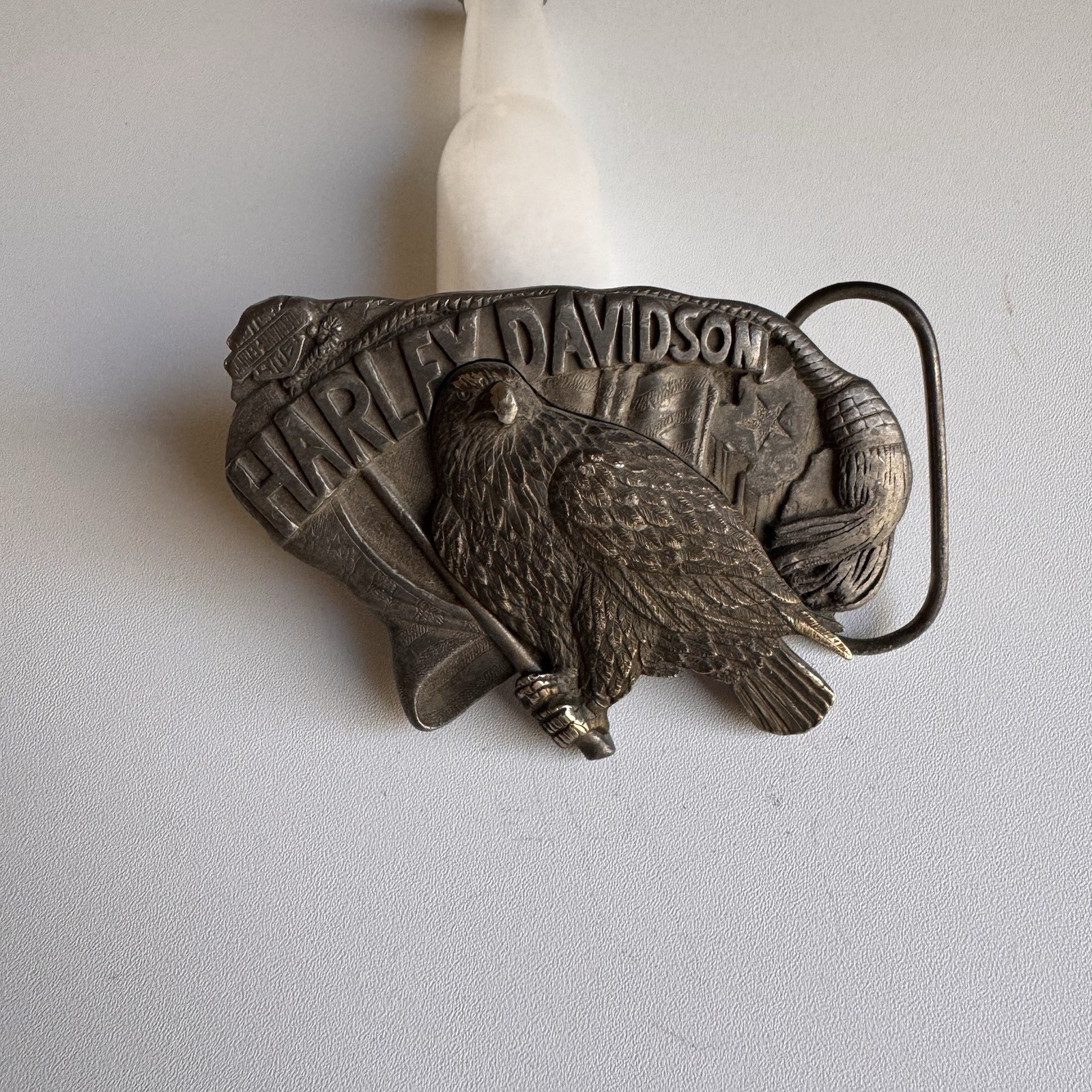 Vintage HARLEY DAVIDSON motorcycle BRASS bronze Belt Buckle EAGLE 1991 Limited