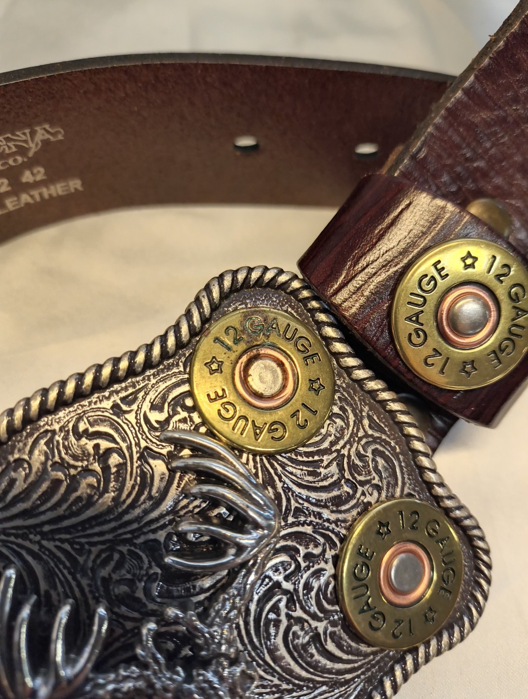 Nocona Whitetail Buck Skull Shotgun Shells Rectangular Belt Buckle 37526 Sz42