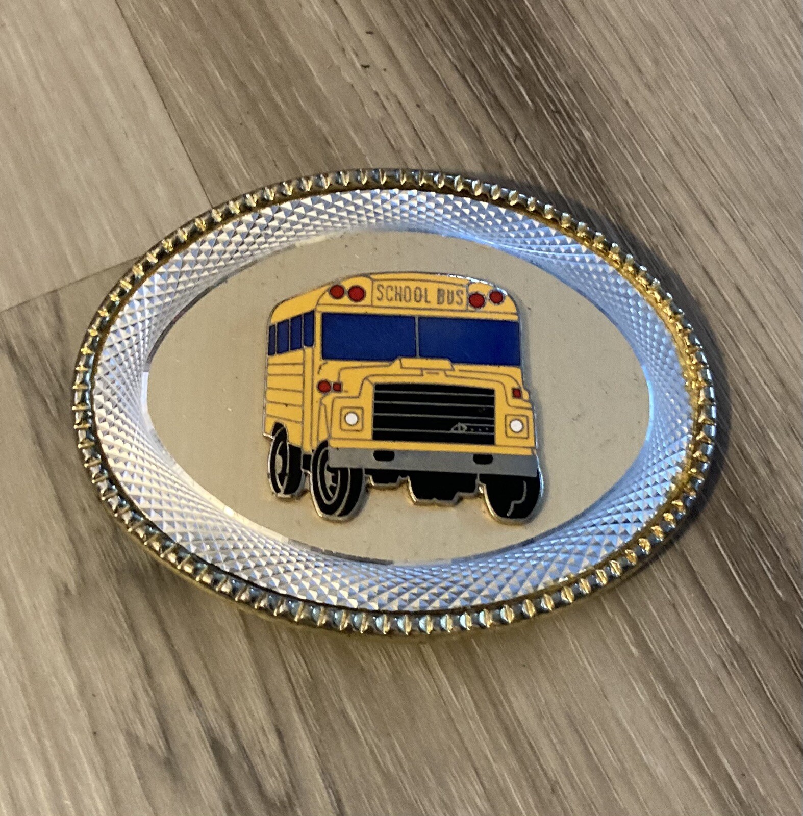 Vintage Metal Belt Buckle, School Bus, Yellow School Bus, Transportation, Bus Dr