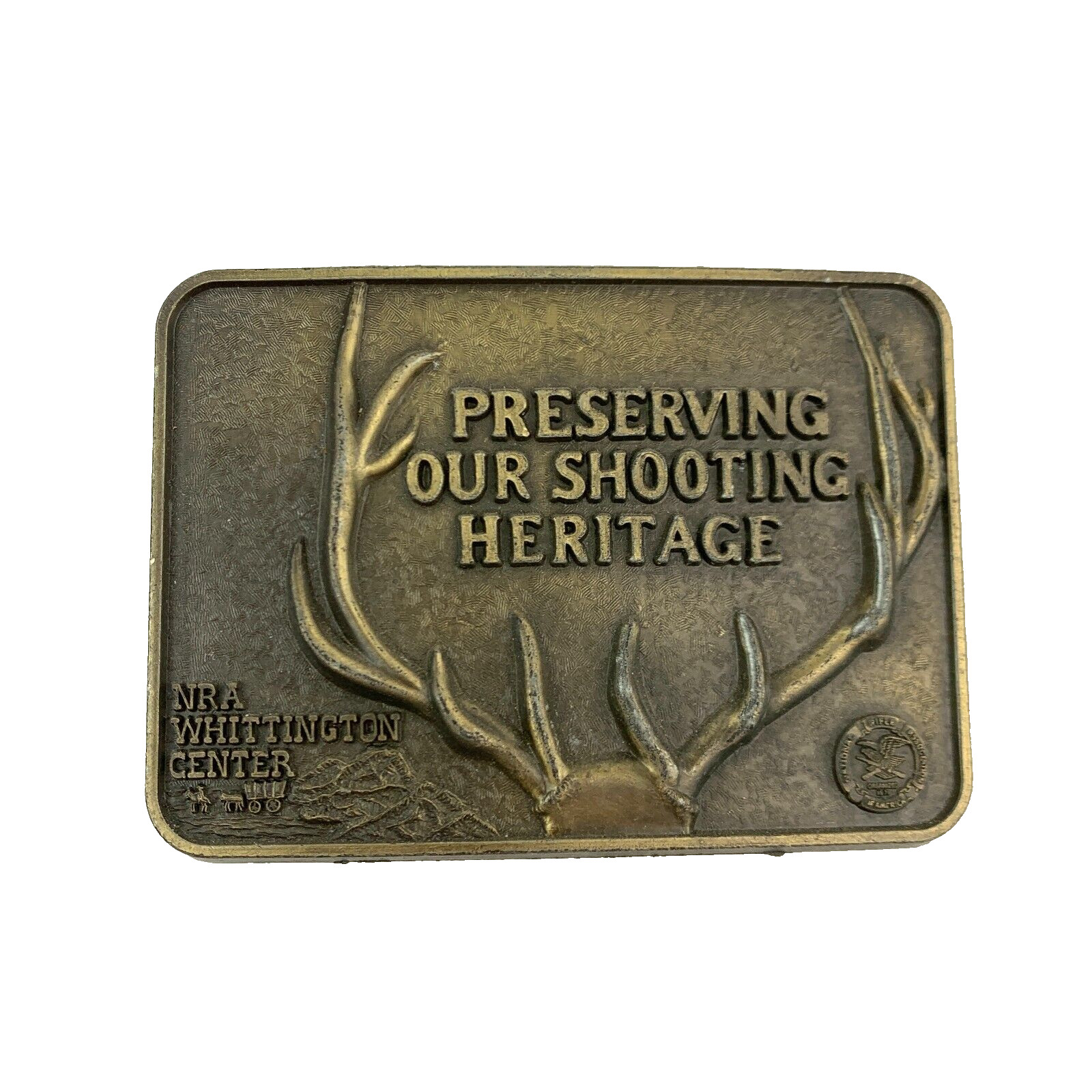Vintage NRA Whittington Center Shooting Heritage Stag Metal Belt Buckle