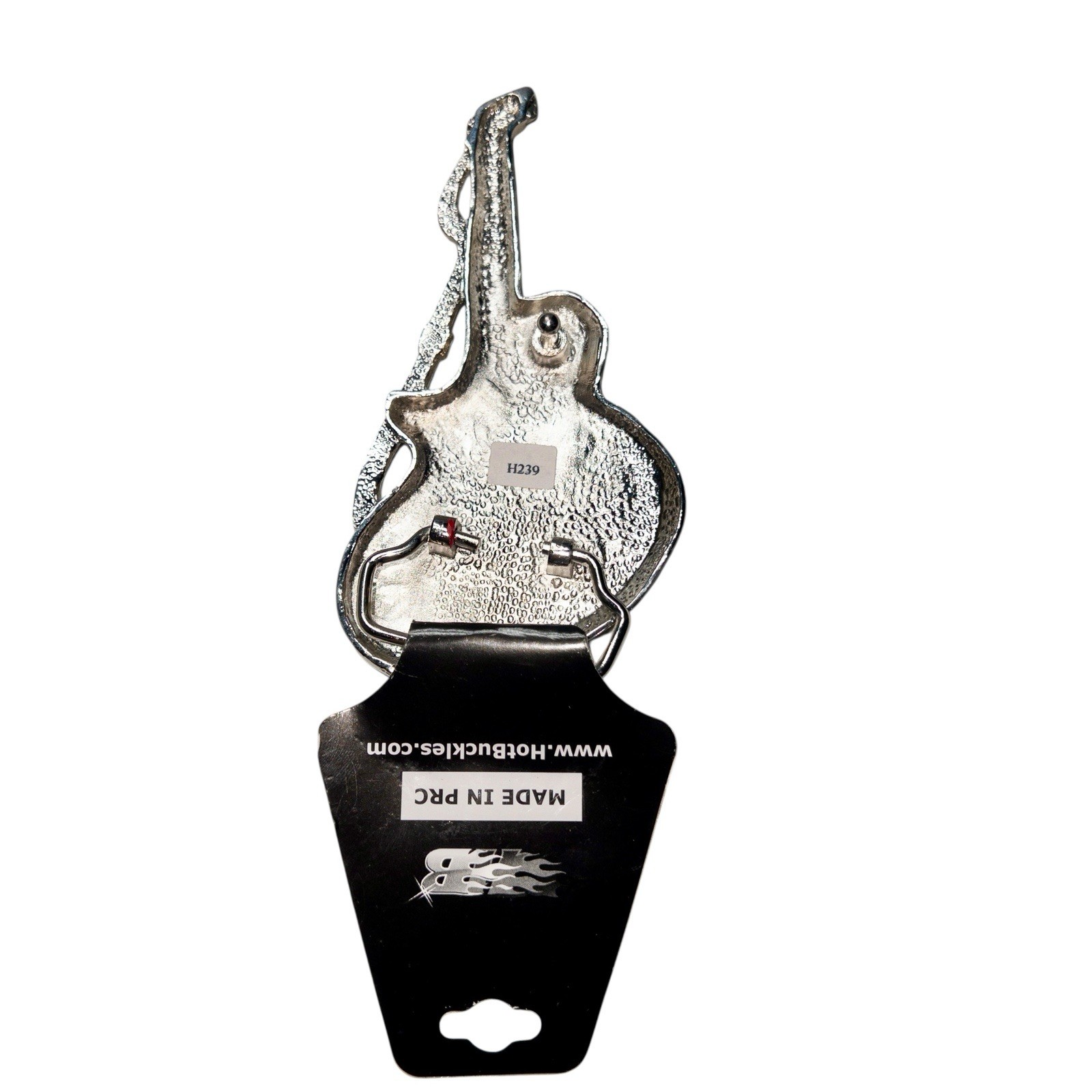 NWT Hot Buckles Guitar Belt Buckle Black Resin Silver Back Fender Rock Western