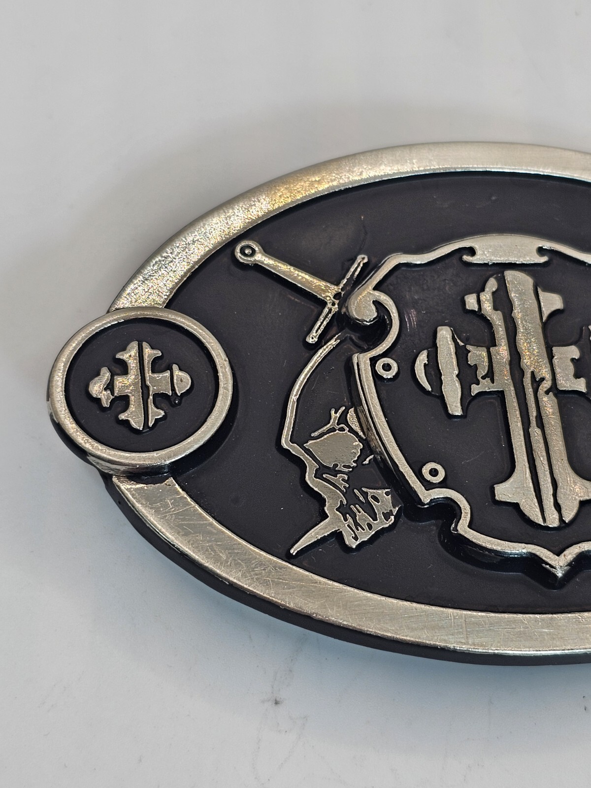 Swords & Cross Knight Shield Gothic Punk Rider Chrome Brand Belt Buckle #6216