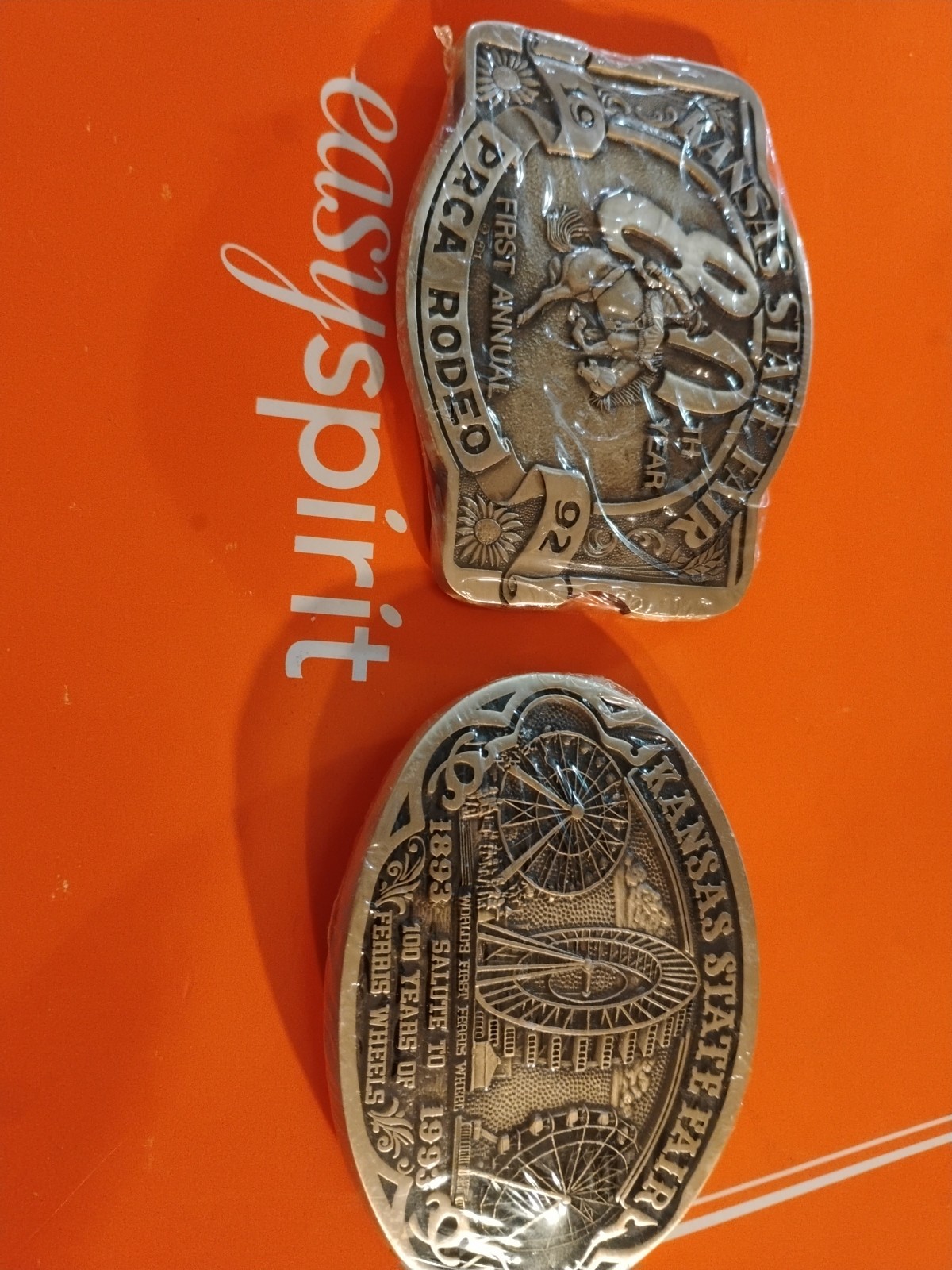 1992 -93 Kansas State Fair First Annual Rodeo Belt Buckle Horse Bronc Cowboy New