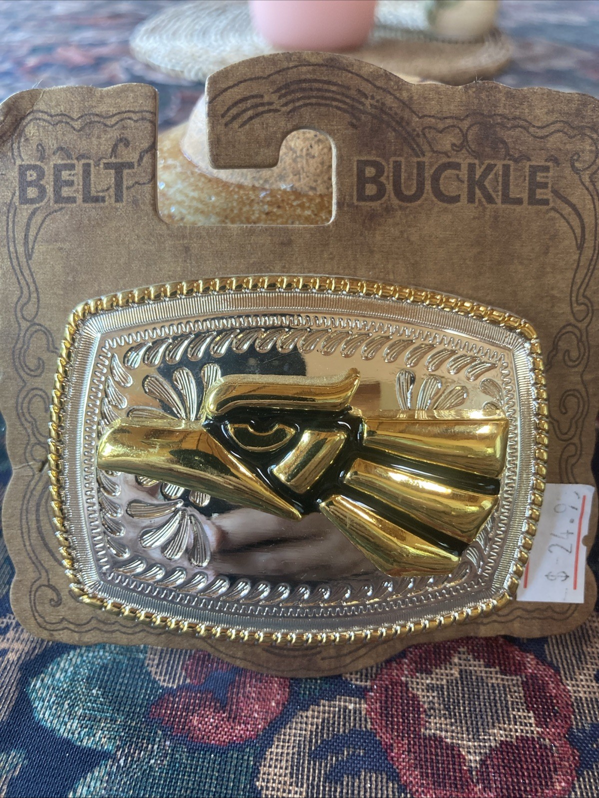 Western Eaglehead, Silver And Gold Tone Belt Buckle