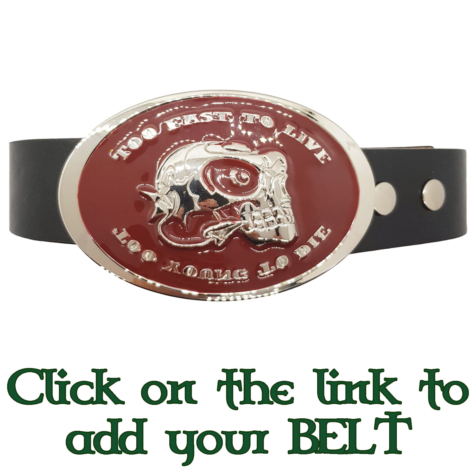 Too Fast To Live Too Young To Die Belt Buckle Outlaw Enamel Biker Skull Metal