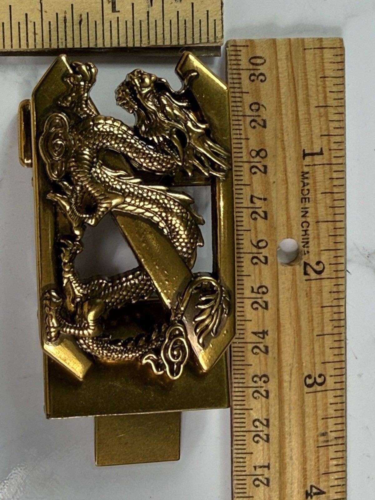 Vintage Style Dragon Belt Buckle Bronze Tone Asian Mythical Western 1.25&Prime; Strap
