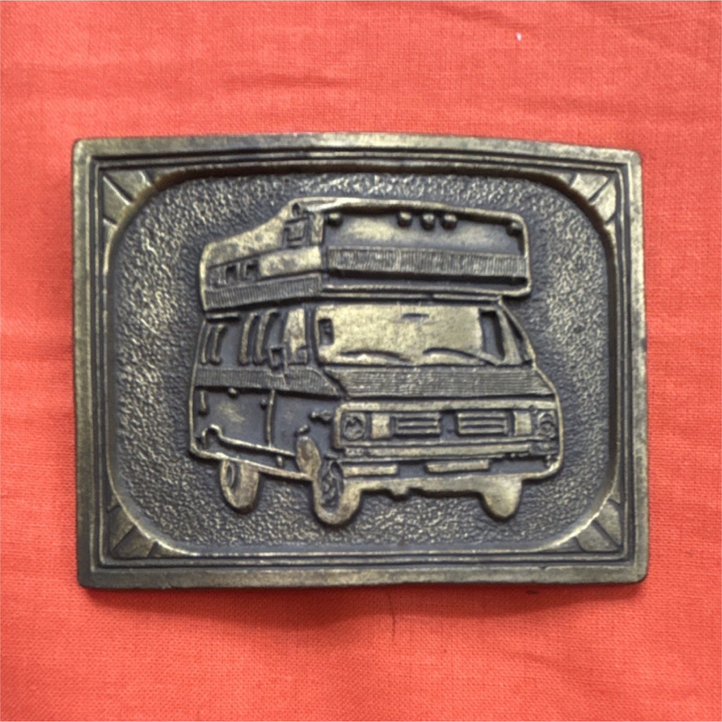 Vintage Camper Belt Buckle Bronze Tone Collectible