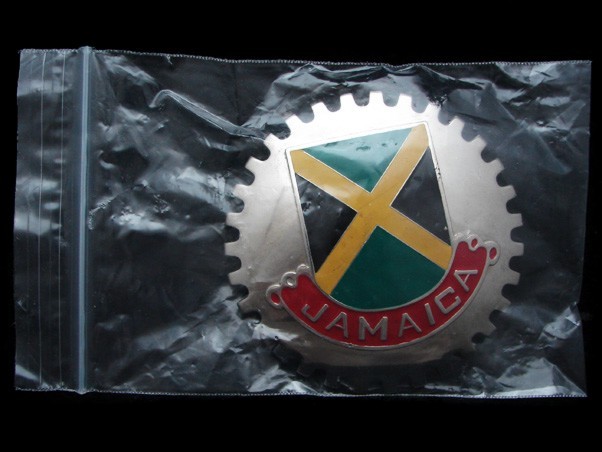 NG29175 *NOS* REALLY NICE **JAMAICA** NATIONAL FLAG SILVERTONE BELT BUCKLE