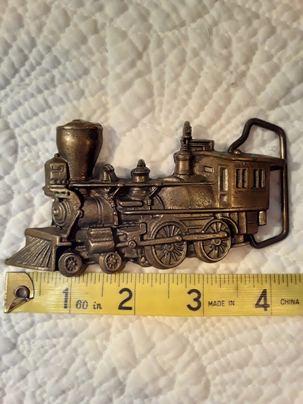 BBB Baron Solid Brass Train Engine Railroad Belt Buckle Vintage 1978 4.25×2.25&Prime;