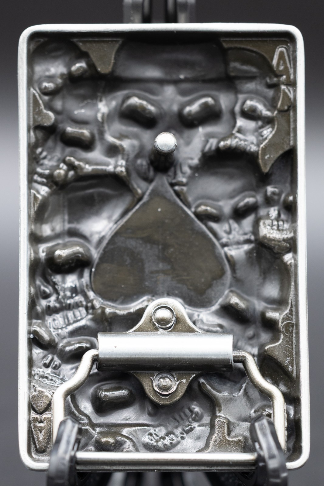 Ace of Spades Skull Belt Buckle Playing Card Biker Gothic Poker Heavy Metal Silv