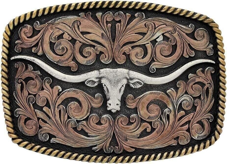 Montana Silversmiths Longhorn Collection Western Attitude Belt Buckle