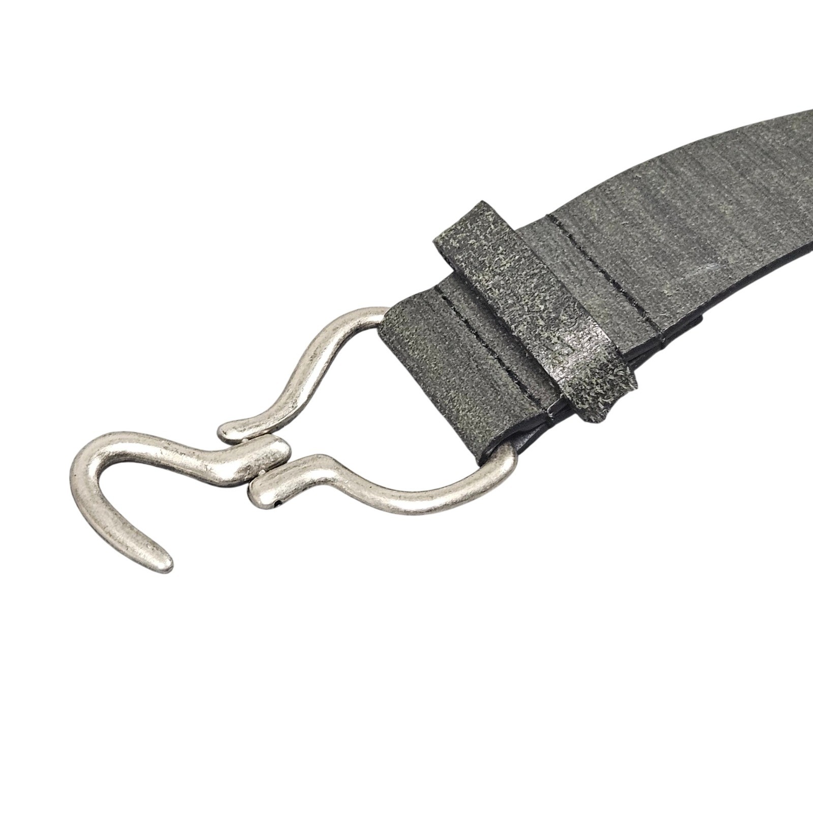 Hook Buckle Leather Belt Medium 31-35 Black Grunge Utility Streetwear Punk