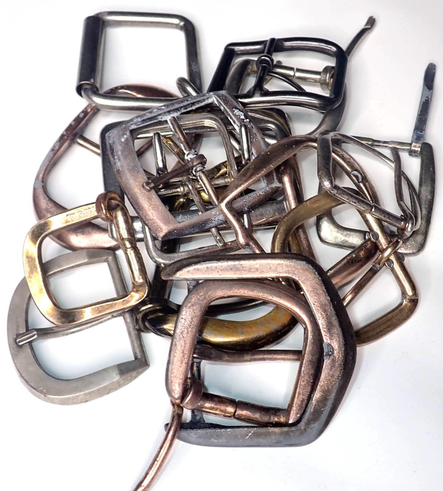 Lot of 17 Vintage Belt Buckles Mixed Sizes Finishes Brass Steel Levi&rsquo;s Prym Leat