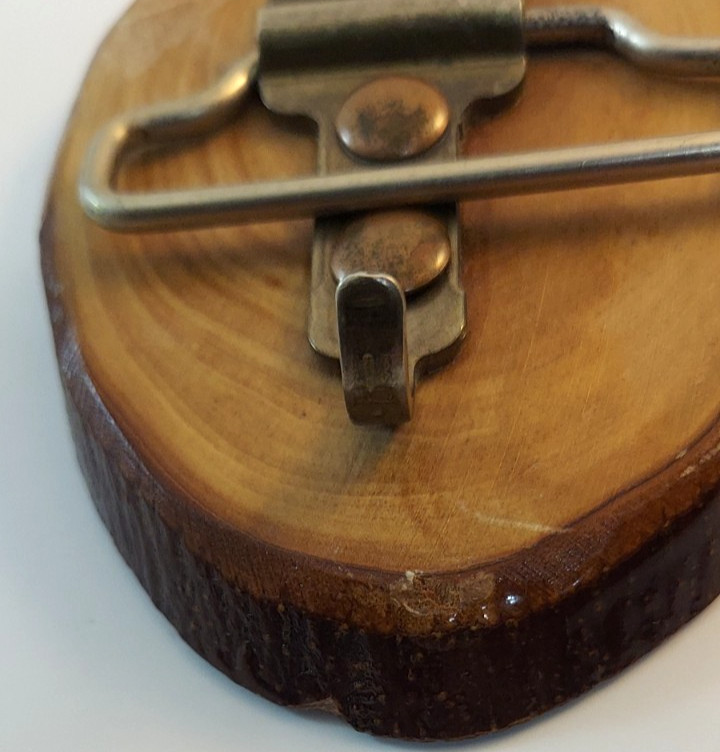Vintage Wood Slice Attacking Eagle Belt Buckle with Bark Edge