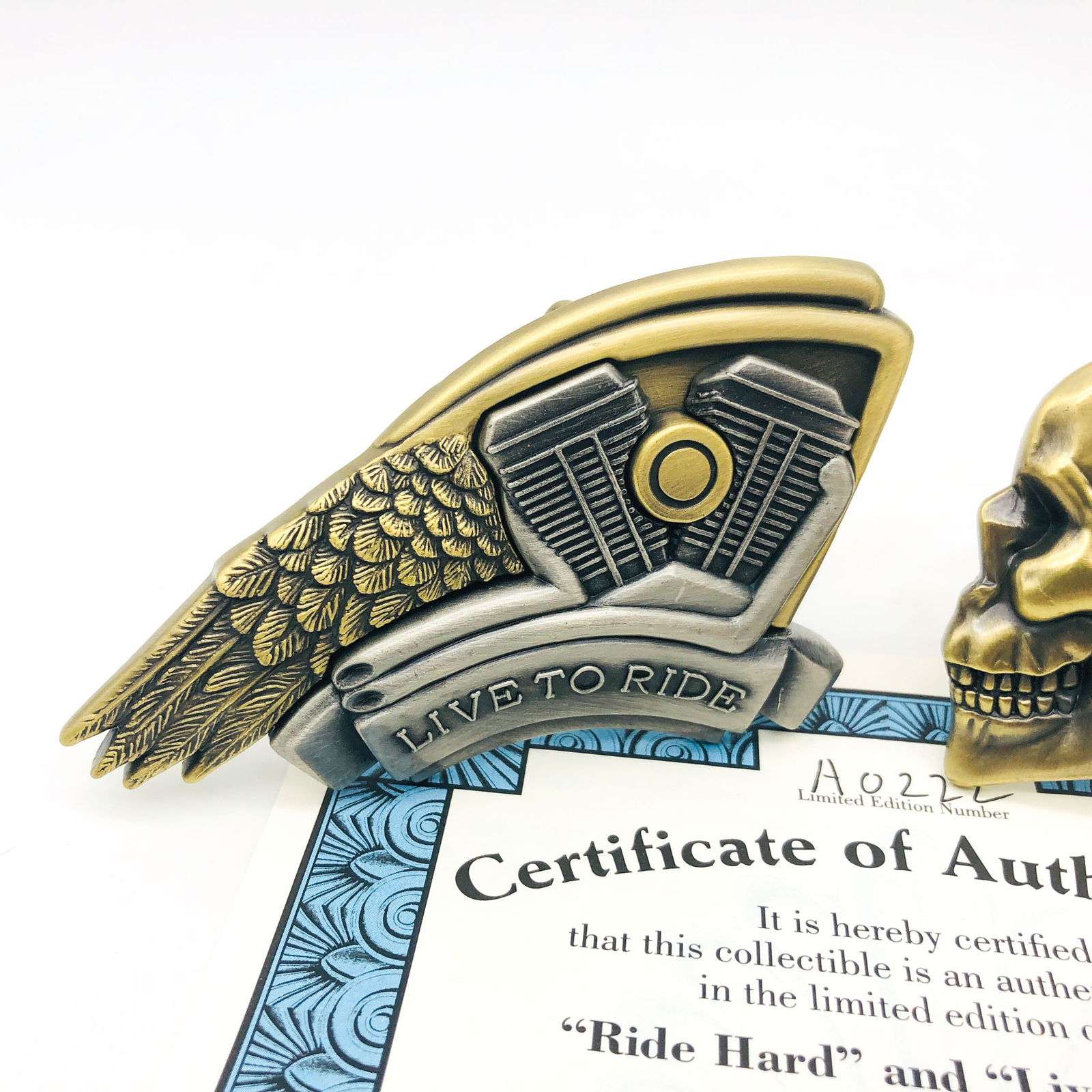 Pewter Belt Buckle Ride Hard Live To Ride Motorcycle Biker Eagle Skull Flames