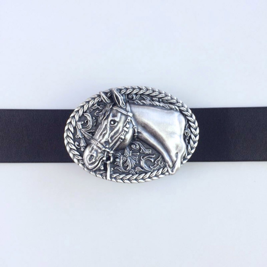 Vintage Silver Plated Horse Head Western Cowboy Belt Buckle Boucle de Ceinture