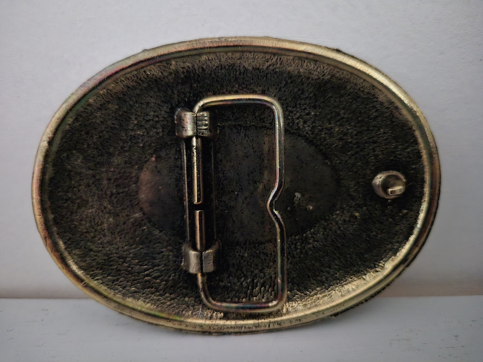 Barbie Phillips Western Oval Engraved Floral Gold Tone Vintage Belt Buckle