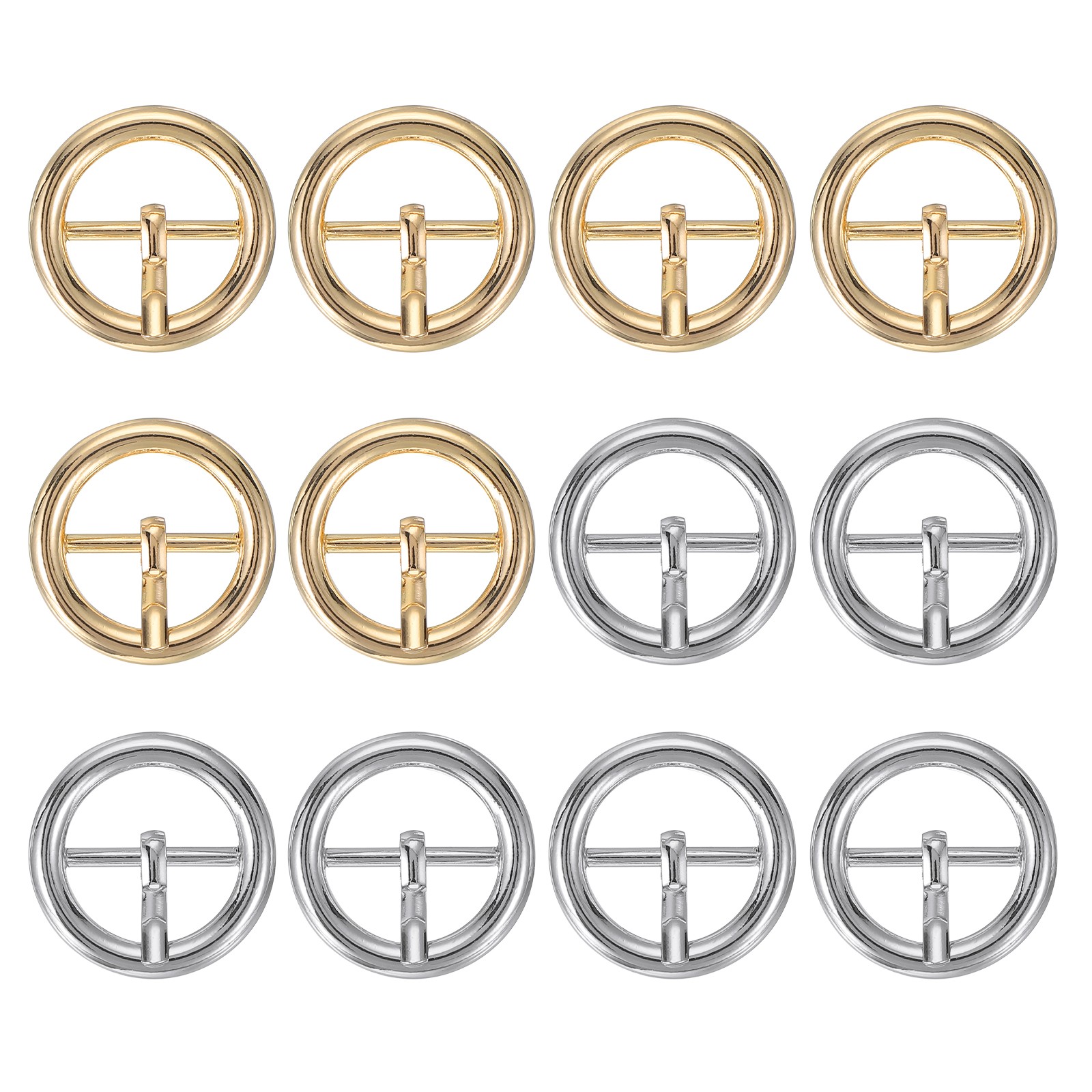 12Pcs 0.8&Prime; Single Prong Belt Buckle Metal Roller Buckle Silver/Light Gold