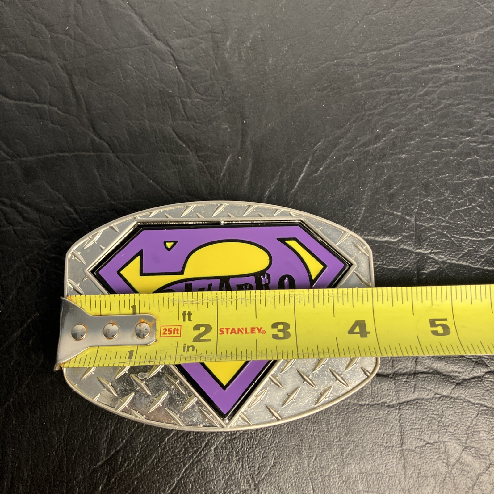 Superman Bizarro Reversible Spin Flip Belt Buckle DC Comics Diamond Plate Metal