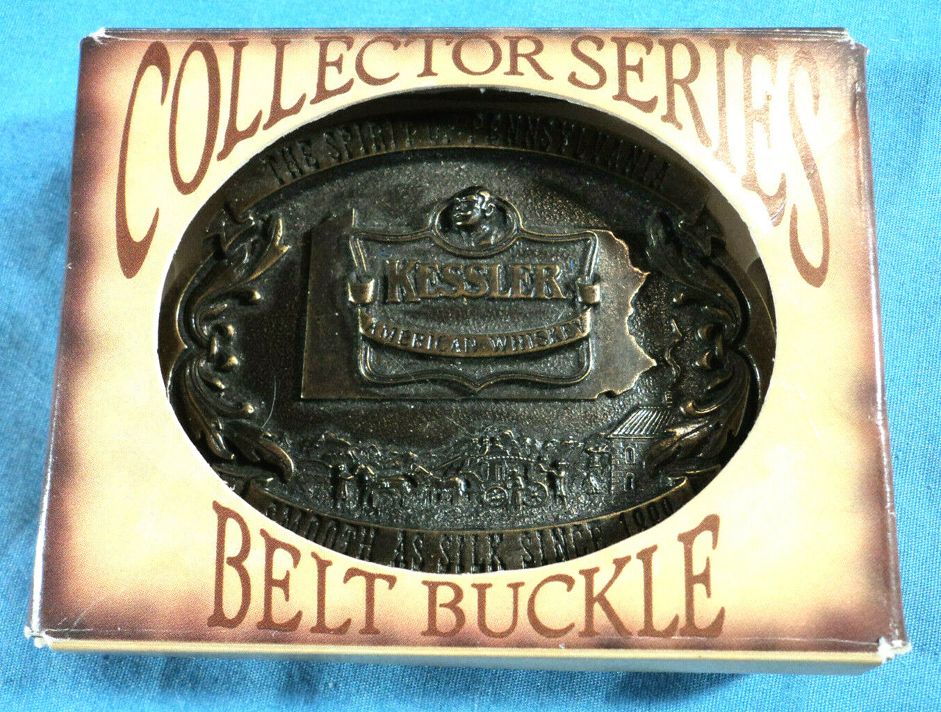 Kessler American Whiskey, Smooth As Silk Since 1888, Brass Belt Buckle, New