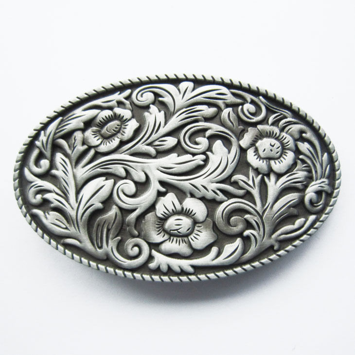 Western Cowgirl Flower Pattern Metal Belt Buckle