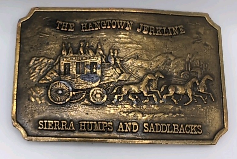Western Belt Buckle The Hangtown Jerkline Sierra Humps & Saddlbacks Brass USA