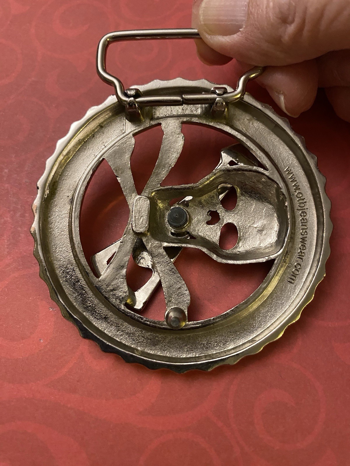 Vintage Skull & Crossbones Drinking Game with Spinner Belt Buckle