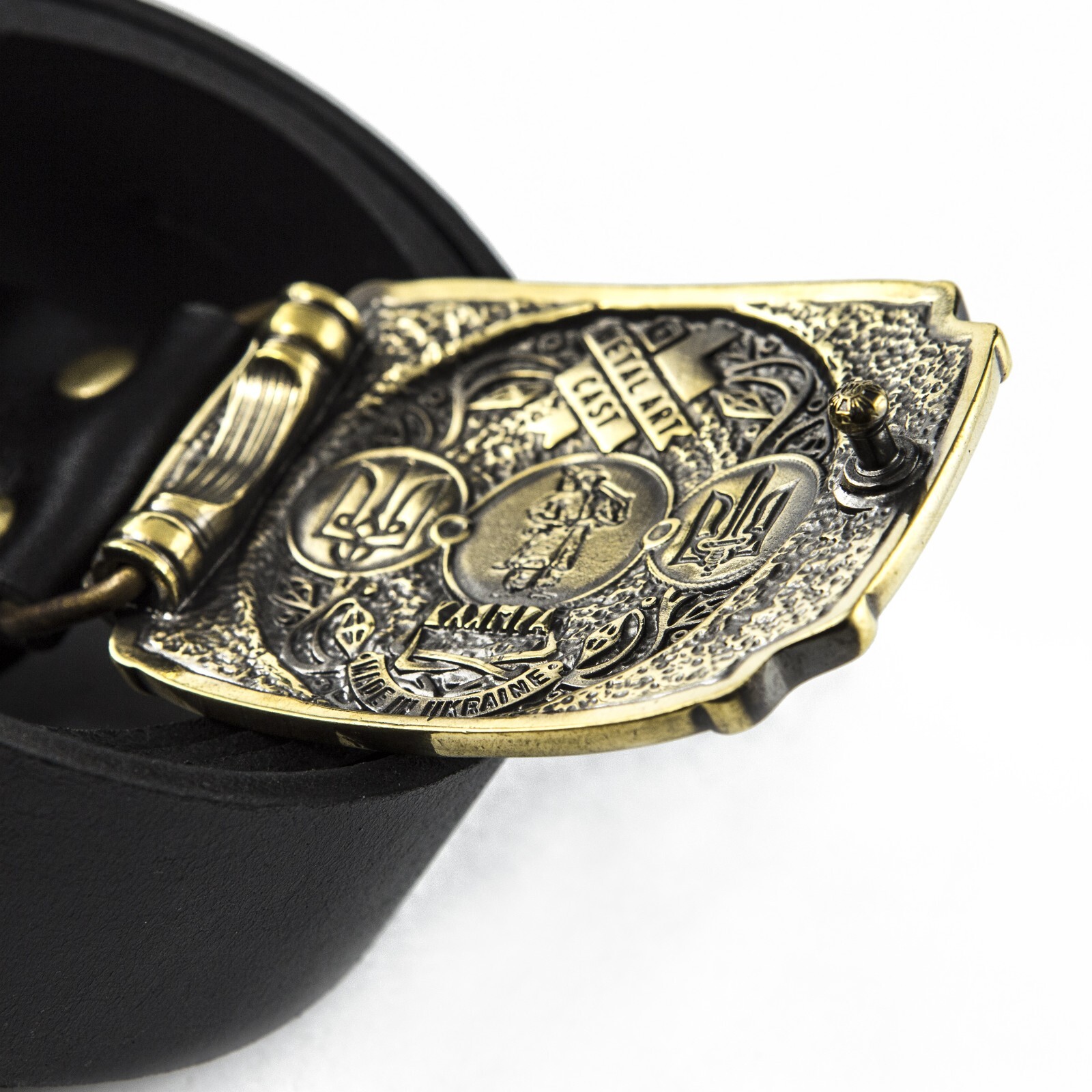 Brass belt buckle Glory to Ukraine!, National Ukrainian trident belt buckle