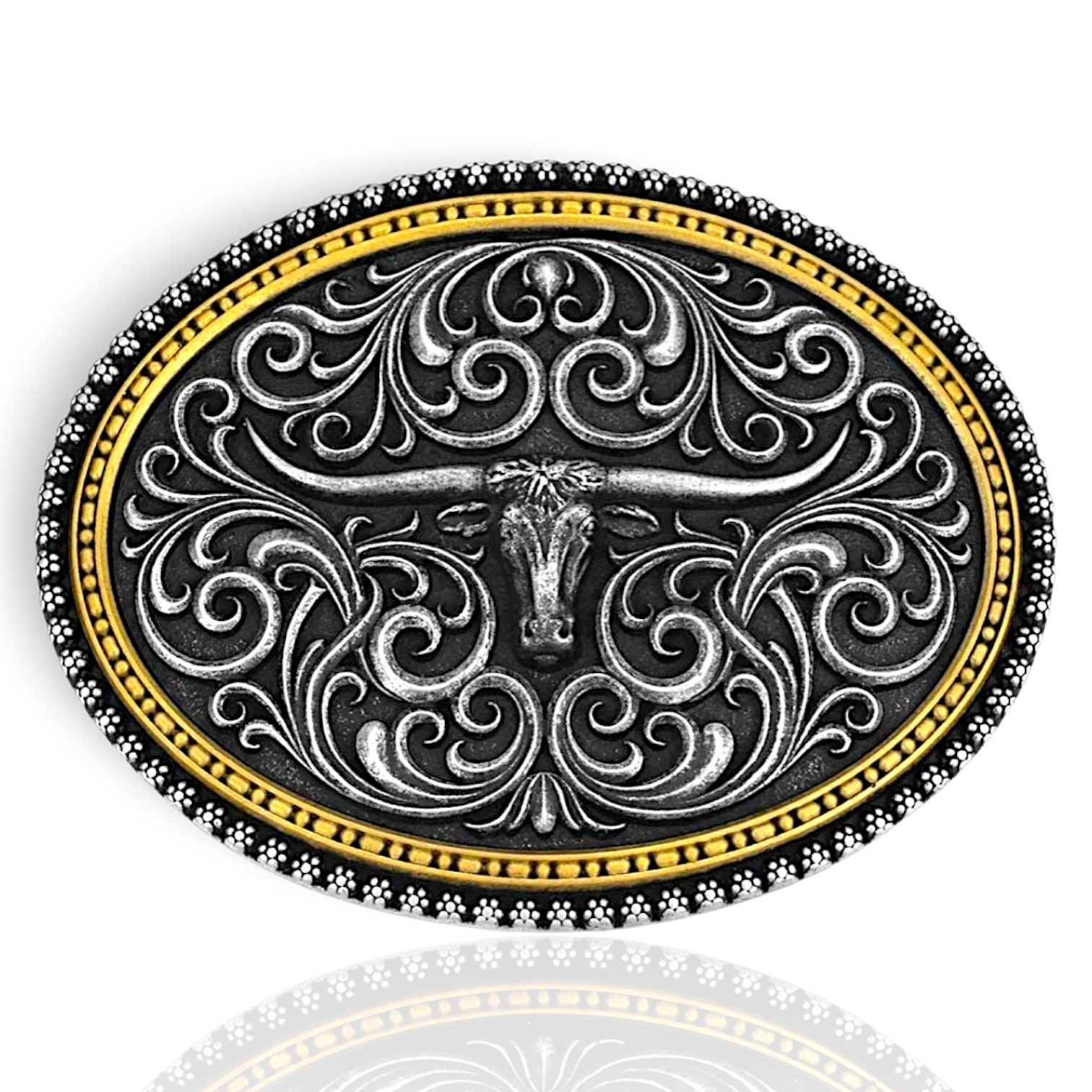 Montana Silversmiths Longhorn Two Tone Stockyard Belt Buckle NEW NIB
