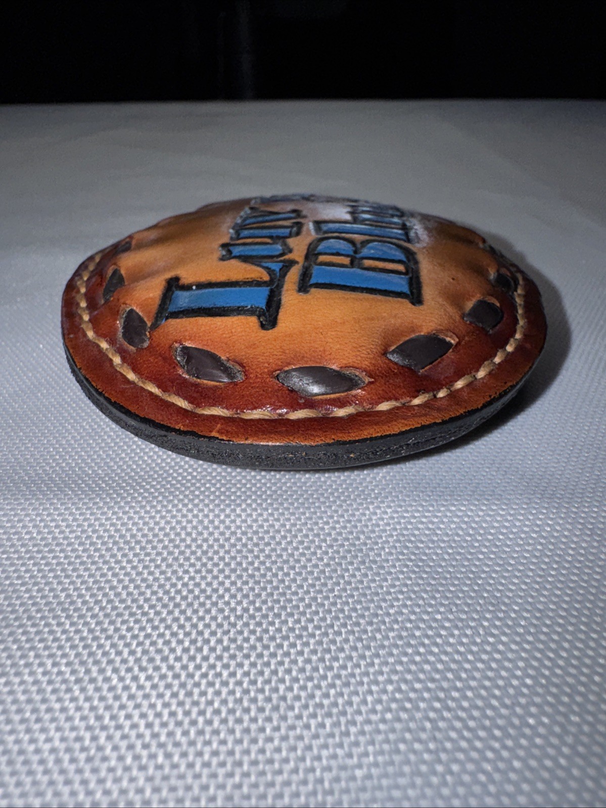 Vintage « Luv Ya Blue!  » OILERS Belt Buckle Leather Top Grain Cowhide 8909 🔥🔥