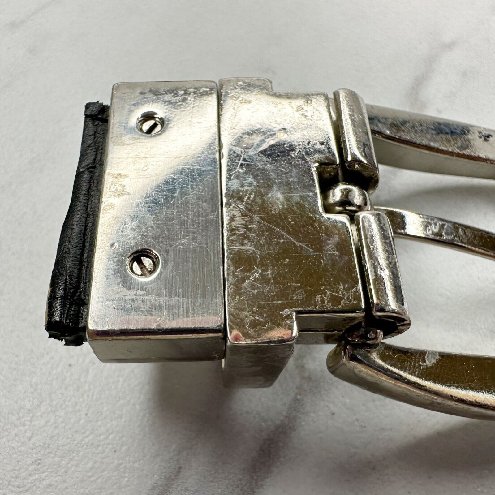 Silver Tone Reversible Simple Basic Belt Buckle