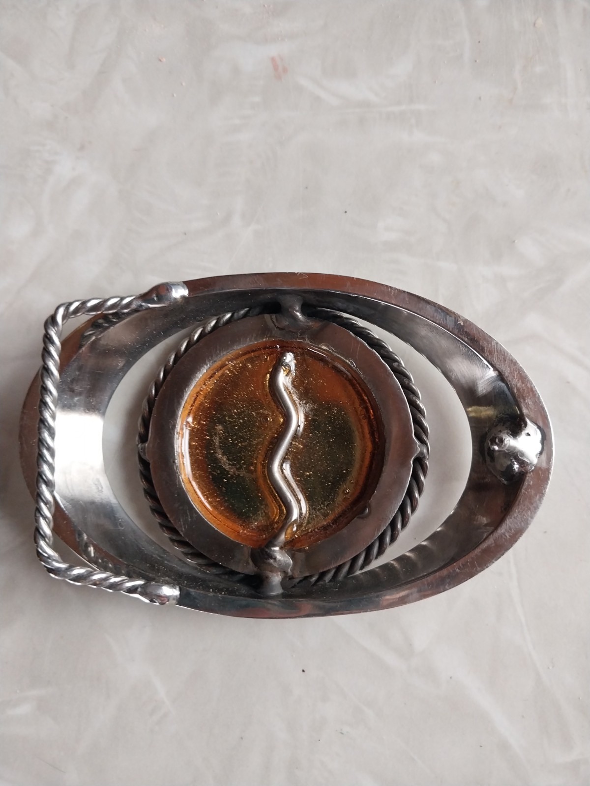 Oval Silver Tone Rope Edge Union Logo Western Belt Buckle Metal Fits 1.5 in