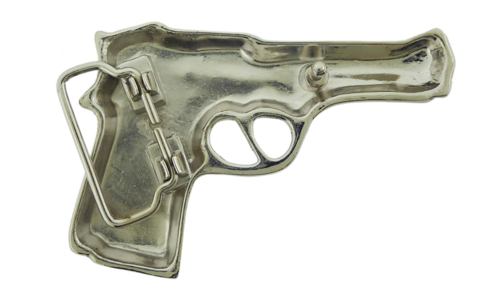 Gun Belt Buckle Silver Chrome Metal Blinged Iced Style Fashion Men Women Cowgirl