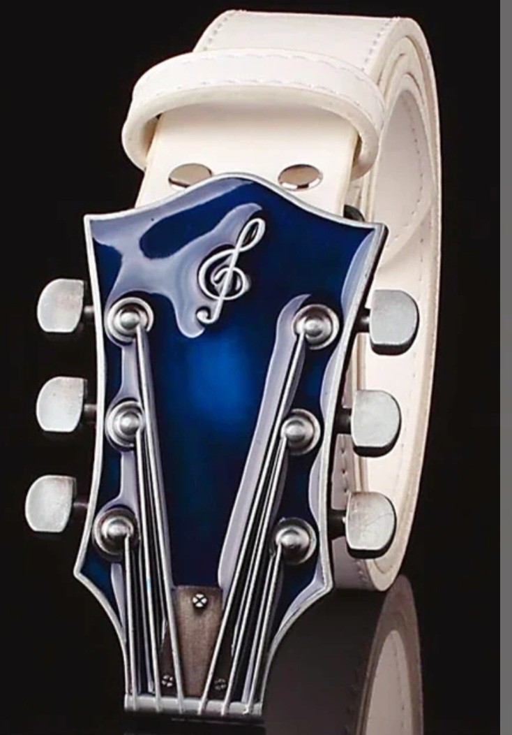 Blue Enamel Guitar Head Belt Buckle Musician Western other Colors Available