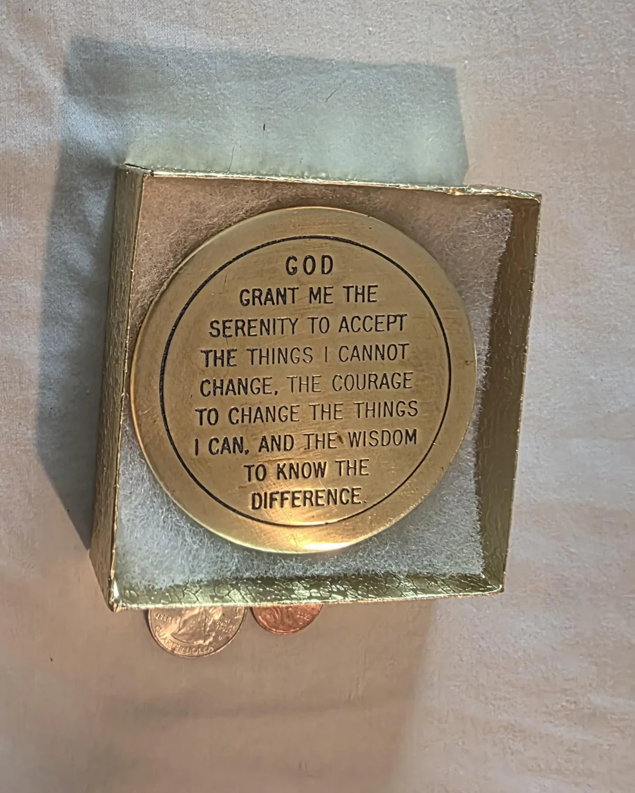 Vintage Metal Belt Buckle, Brass, Serenity Prayer, Church, Nice Western Design