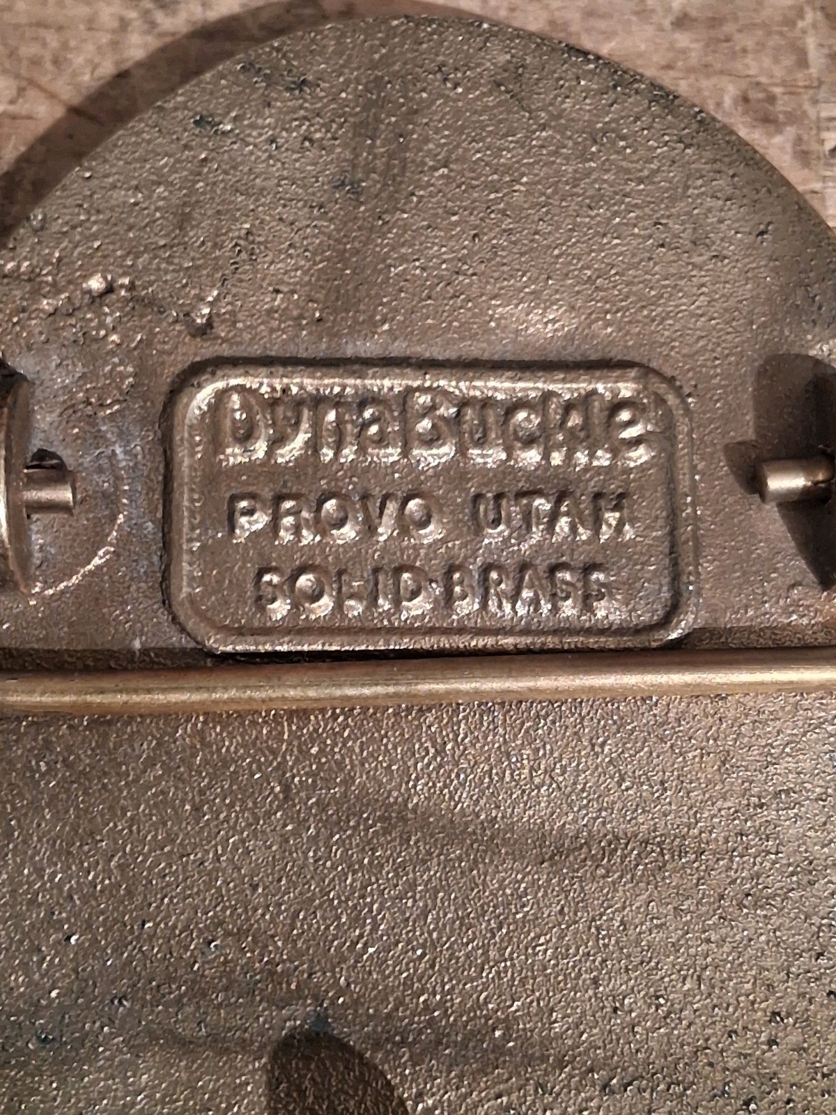 Vintage Brass Turquoise Excavator Belt Buckle, Barrick Gold Mine, Vegas 92