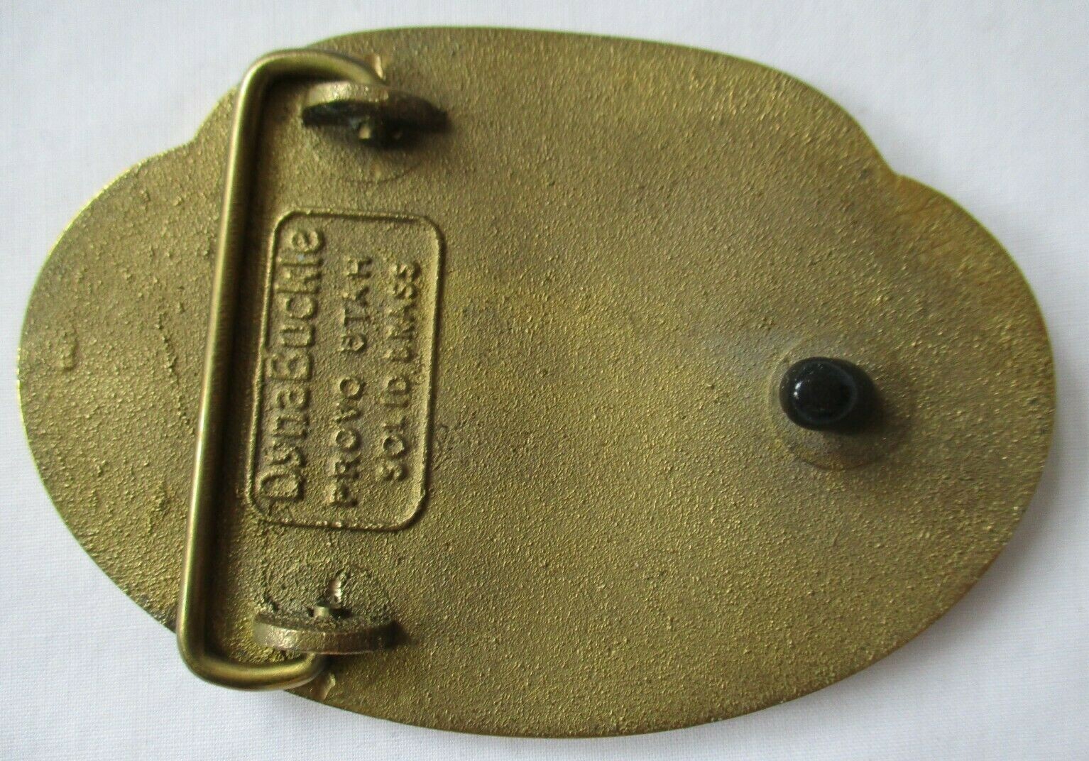 VINTAGE PSA ENGINES BRASS AND TURQUOISE DYNABUCKLE BELT BUCKLE