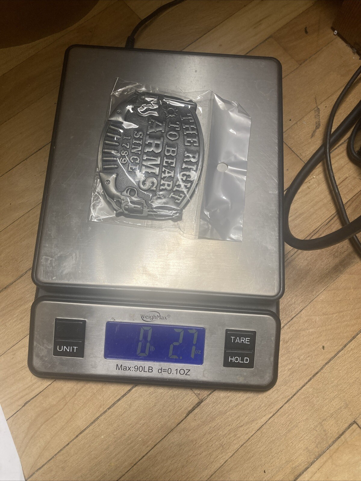 NEW &lsquo;The Right to Bear Arms Since 1789&rsquo; Western Style Metal Belt Buckle/China.