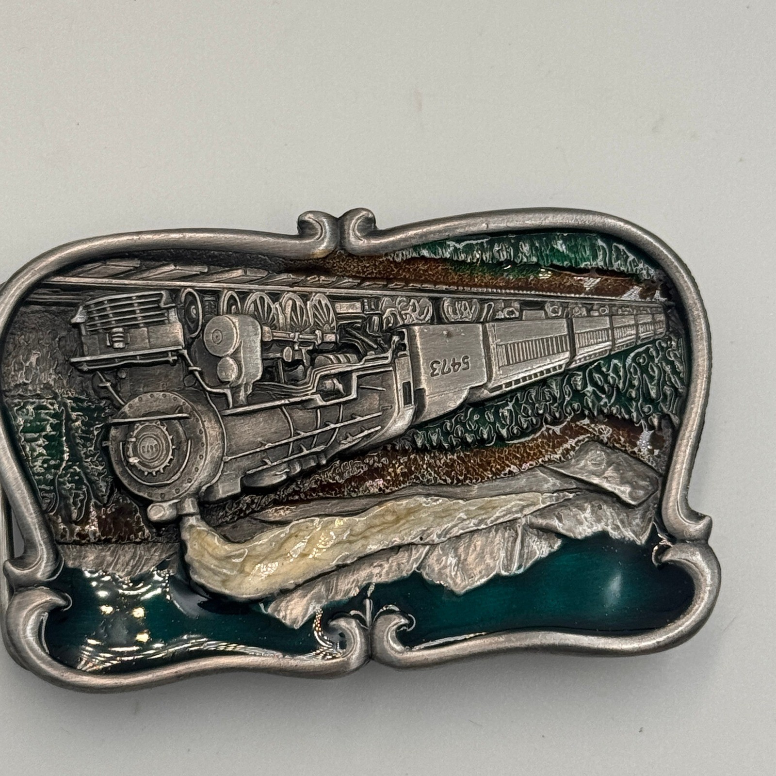 Vintage 1984 Bergamot Brass Works Steam Train Locomotive Belt Buckle U-149 USA