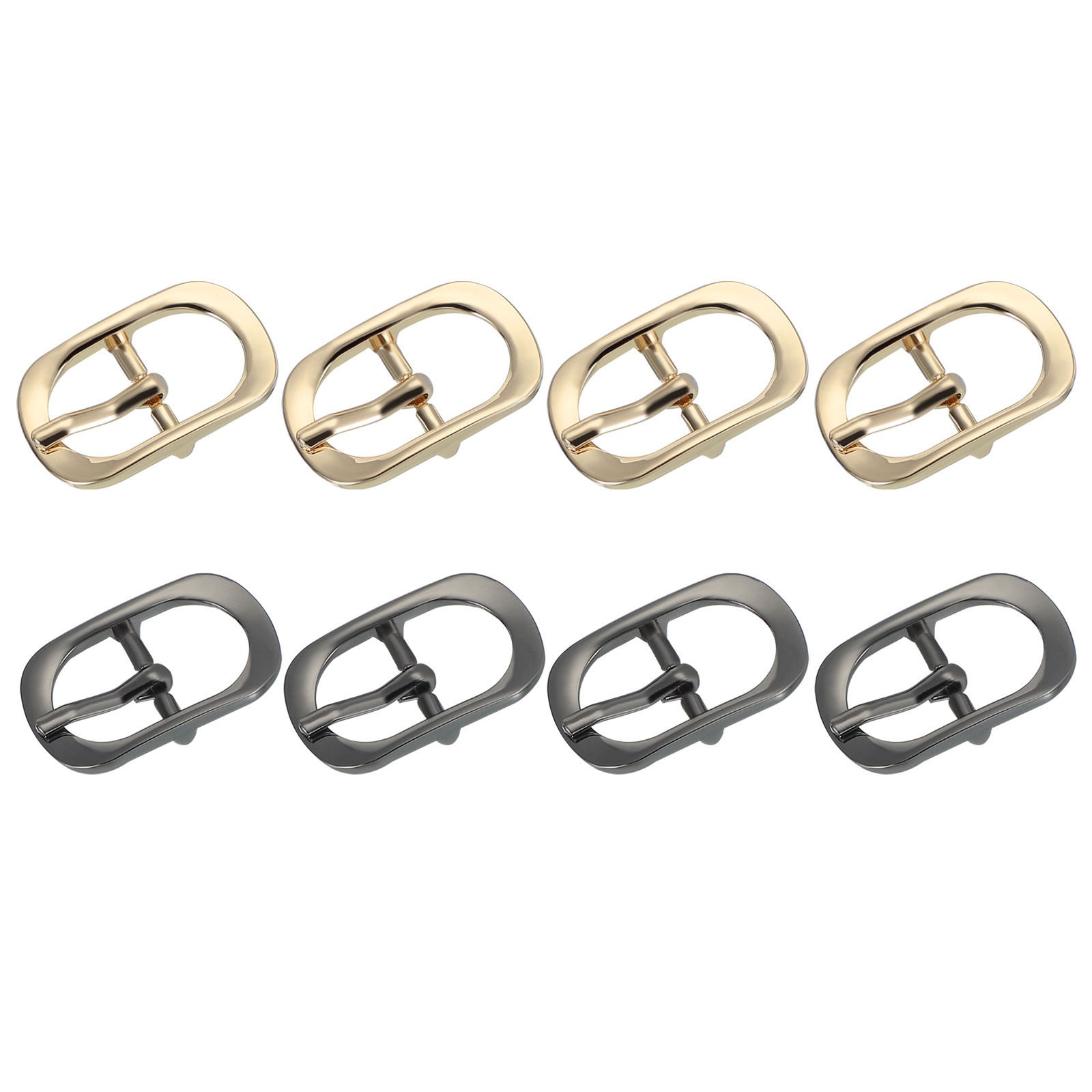 8Pcs 0.6&Prime; Single Prong Metal Roller Pin Belt Buckles Light Gold/Black