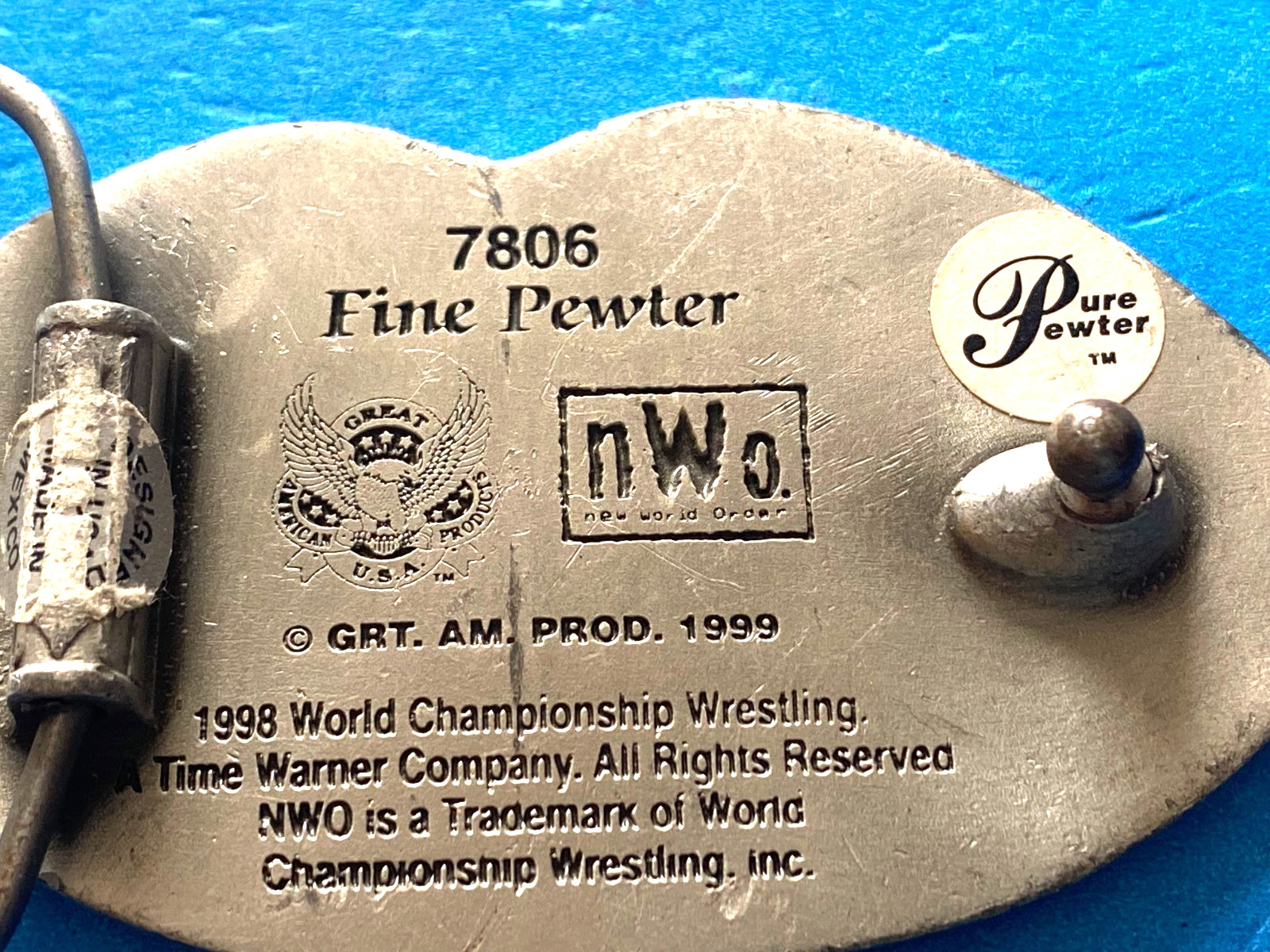 Vintage Big Sexy Kevin Nash WWE Wrestling Champion Belt Buckle WCW Hulk Hogan
