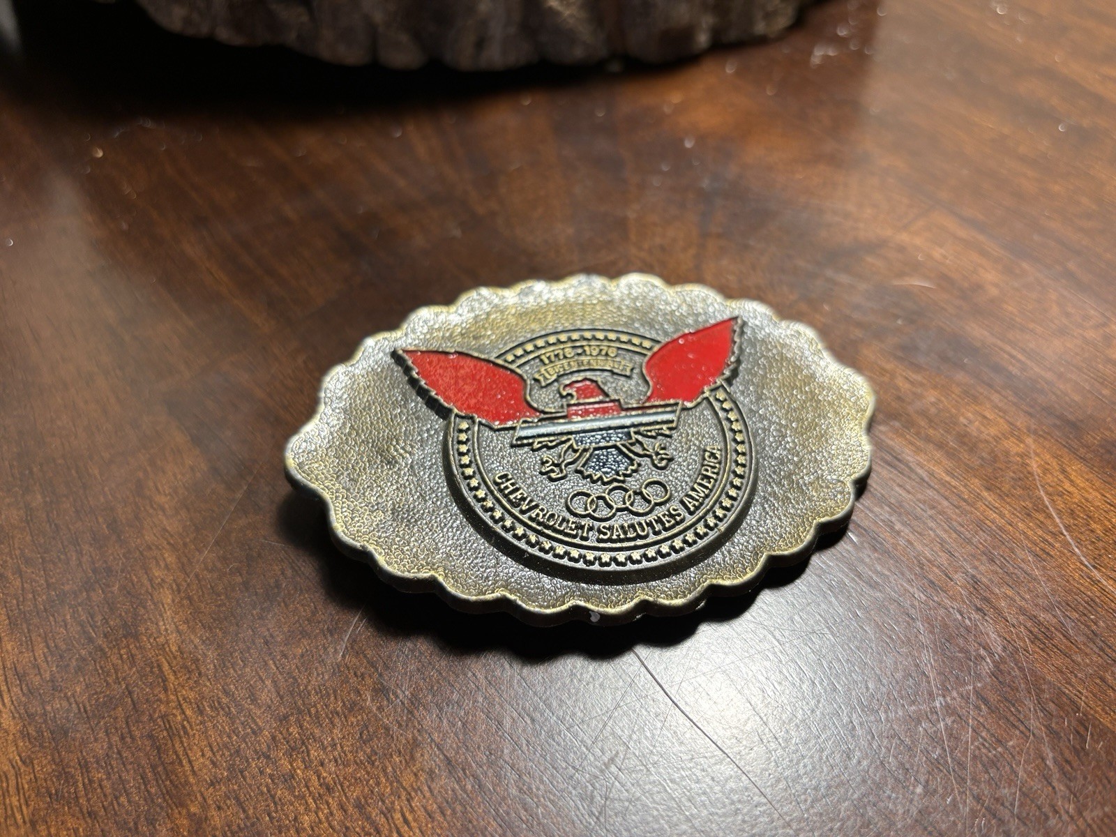 1976 Chevrolet Bicentennial Belt Buckle Chevy Eagle Logo R Roberts USA RARE GMAD